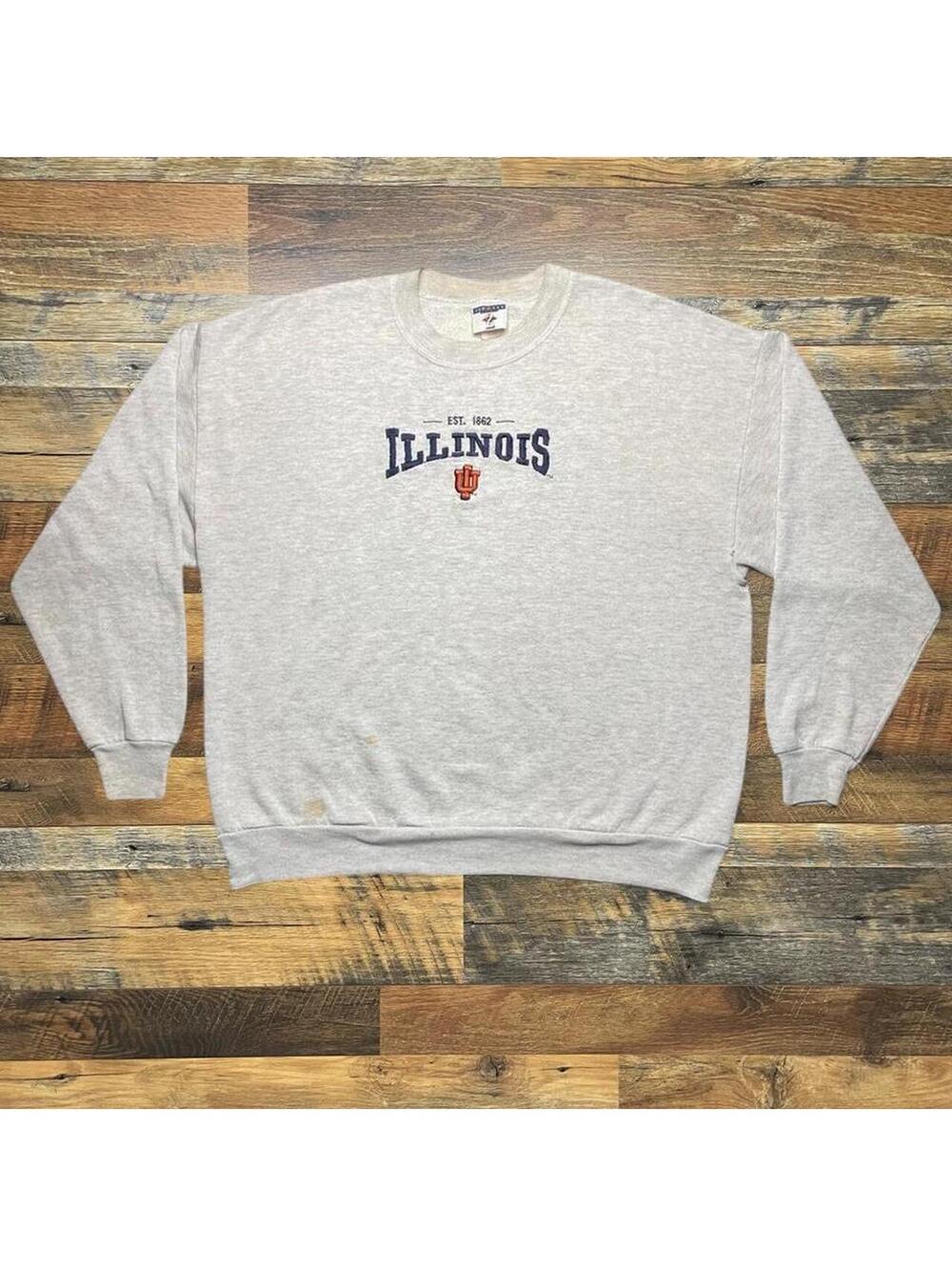 Vintage 90s University Of Illinois College Crewneck Size Large.
